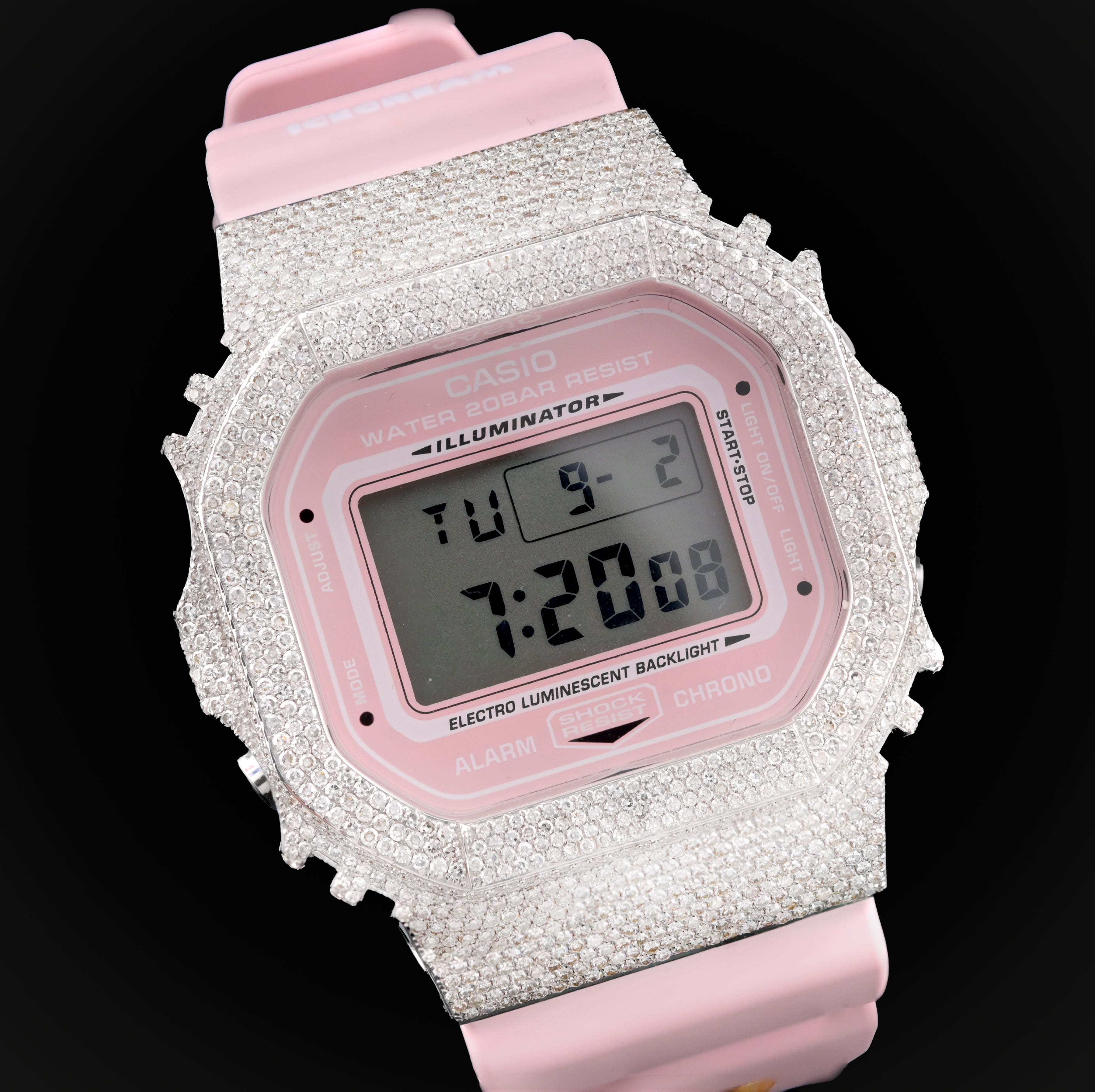 G-Shock DW5600VT Ice-Cream Dial 4.70 CTW Diamond Iced Out Watch
