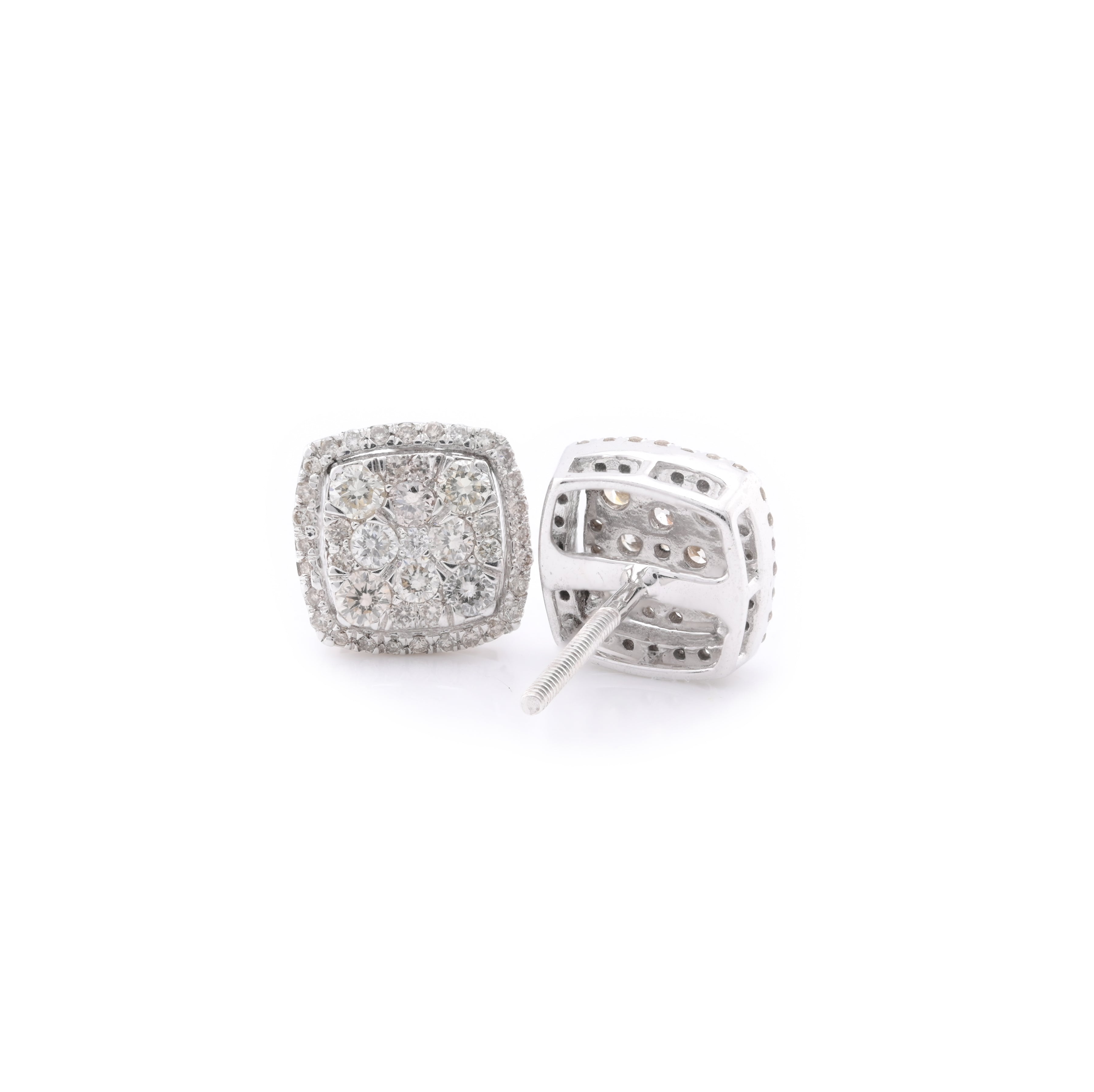 10k White Gold 0.76CT Diamond Stud Earrings