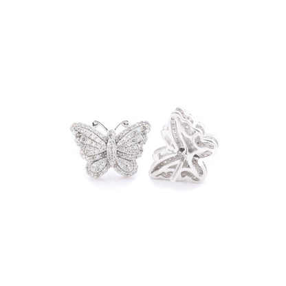 10k White Gold Butterfly 5/8 CT Diamond Stud Earrings