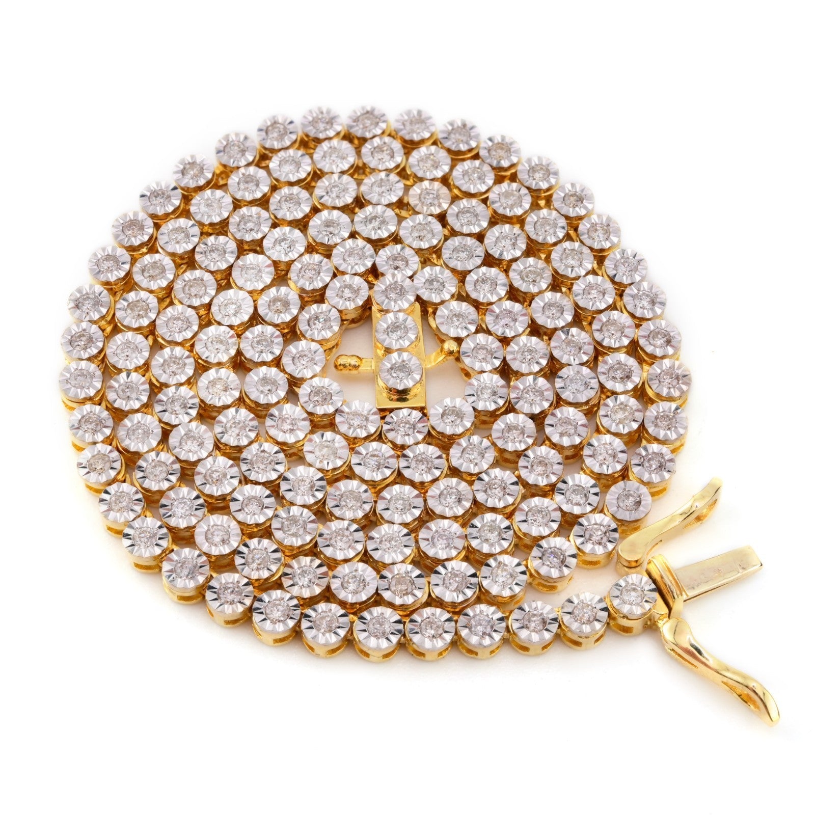 3MM 10k Yellow Gold 1.99CTW Natural Diamond Tennis Chain 18.6g 18 Inch Necklace - Elite Jewelers - Necklaces & Chains