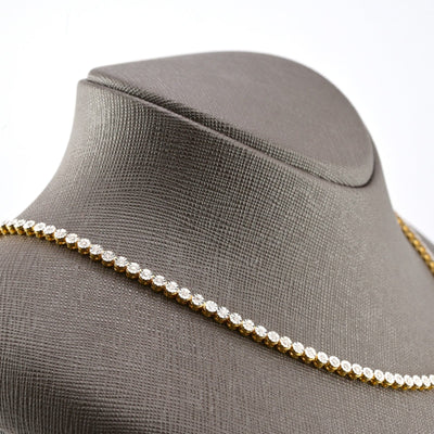 3MM 10k Yellow Gold 1.99CTW Natural Diamond Tennis Chain 18.6g 18 Inch Necklace - Elite Jewelers - Necklaces & Chains
