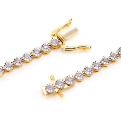 3MM 10k Yellow Gold 1.99CTW Natural Diamond Tennis Chain 18.6g 18 Inch Necklace - Elite Jewelers - Necklaces & Chains