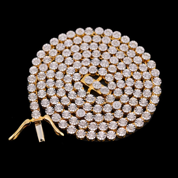 3MM 10k Yellow Gold 1.99CTW Natural Diamond Tennis Chain 18.6g 18 Inch Necklace - Elite Jewelers - Necklaces & Chains