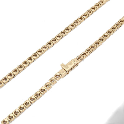 3MM 10k Yellow Gold 9.50CTW Natural Diamond 24gm Illusion Tennis Chain Necklace - Elite Jewelers - Necklaces & Chains