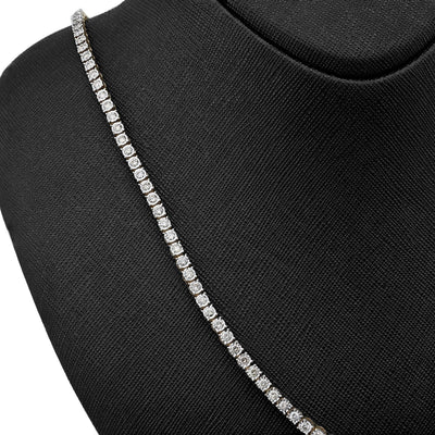 3MM 10k Yellow Gold 9.50CTW Natural Diamond 24gm Illusion Tennis Chain Necklace - Elite Jewelers - Necklaces & Chains