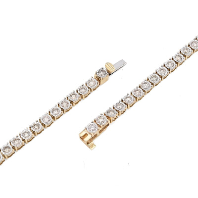 3MM 10k Yellow Gold 9.50CTW Natural Diamond 24gm Illusion Tennis Chain Necklace - Elite Jewelers - Necklaces & Chains