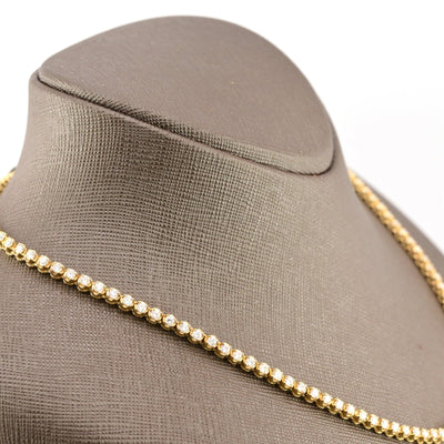 3MM 10k Yellow Gold 9CTW Diamond Tennis Solitaire Chain 29.4g 23 Inches Necklace - Elite Jewelers - Necklaces & Chains