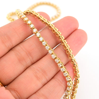 3MM 10k Yellow Gold 9CTW Diamond Tennis Solitaire Chain 29.4g 23 Inches Necklace - Elite Jewelers - Necklaces & Chains
