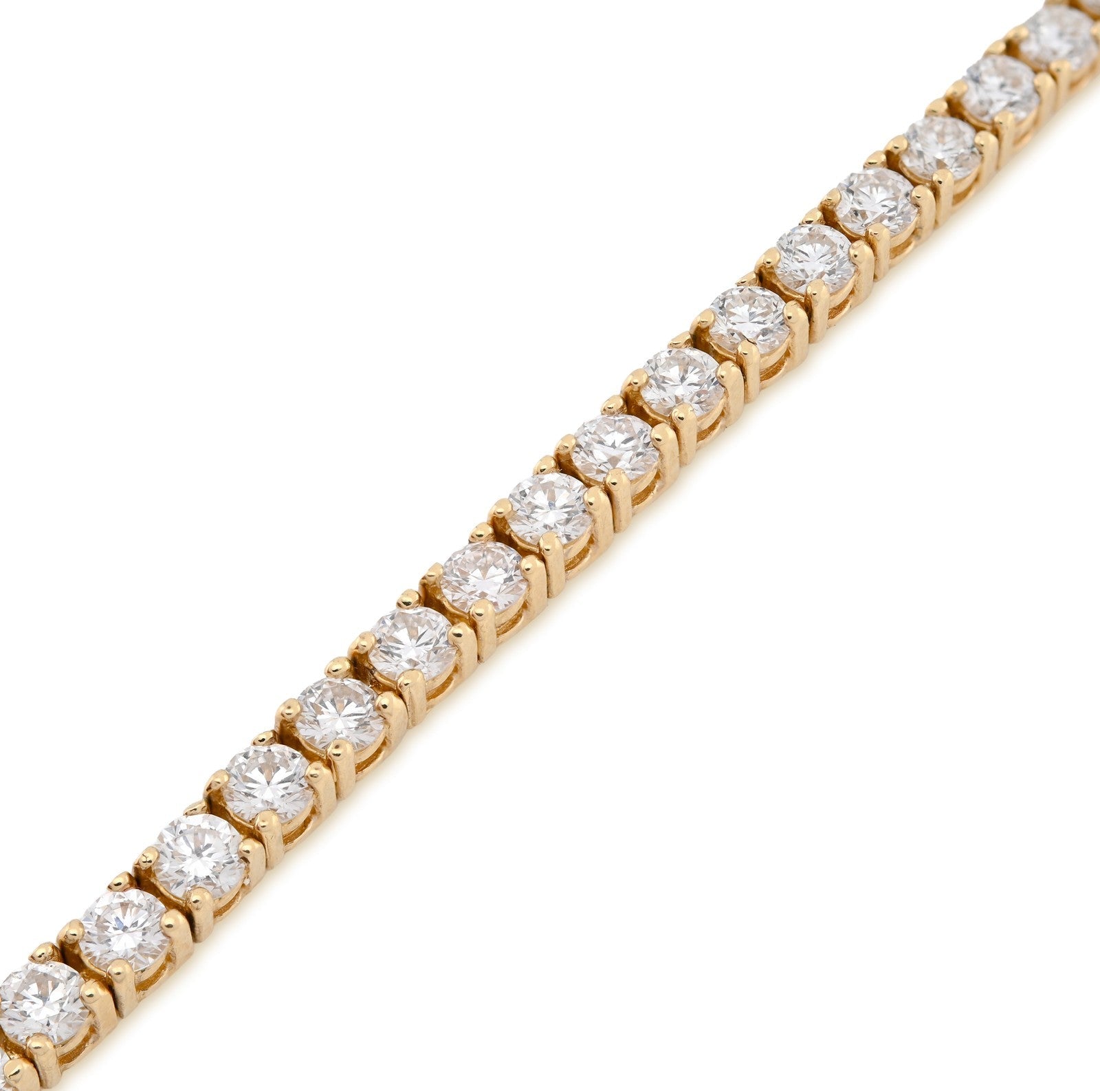 3MM 14k Real Yellow Gold 9.7gms 5CTW Lab Diamond Tennis Bracelet 7 Inches Armlet - Elite Jewelers - Bracelets