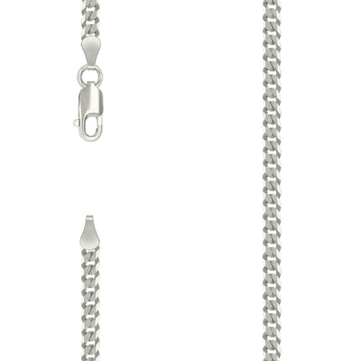 3MM Unisex 925 Sterling Silver Solid Super Flat Cuban Chain 22In 6.3g Necklace - Elite Jewelers - Necklaces & Chains