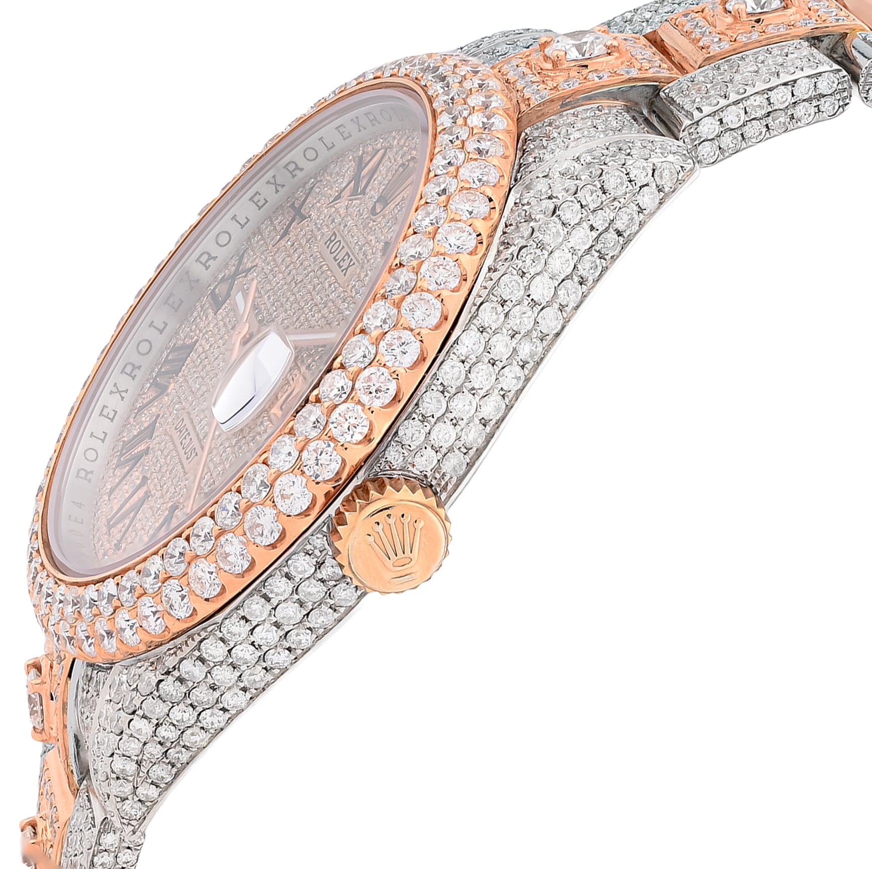 41MM Rolex DJ 20.5CT 10 Pointers Natural Diamond 2 Tone Rose & White Bussdown Oyester Band Watch - Elite Jewelers - Luxury Watch