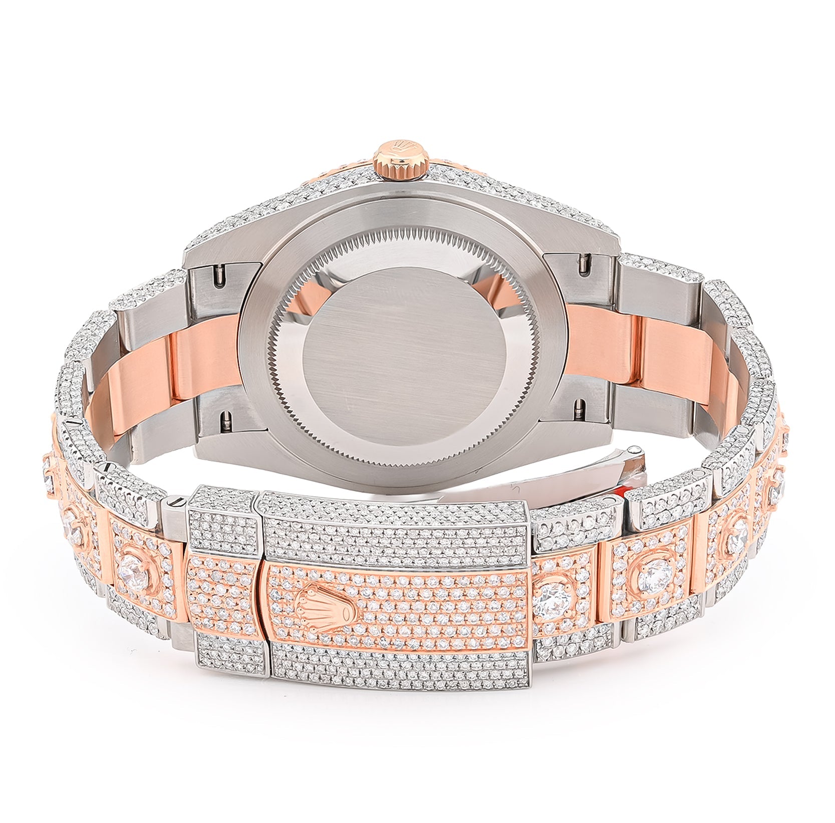 41MM Rolex DJ 20.5CT 10 Pointers Natural Diamond 2 Tone Rose & White Bussdown Oyester Band Watch - Elite Jewelers - Luxury Watch