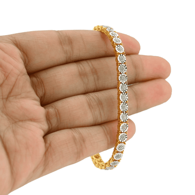 4.5MM Sterling Silver Gold Plated 0.6CTW Natural Diamond 7In Tennis Bracelet 10g - Elite Jewelers - Bracelets
