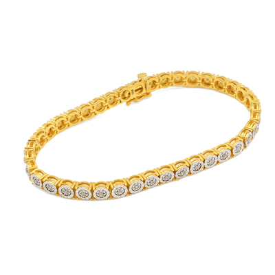 4.5MM Sterling Silver Gold Plated 0.6CTW Natural Diamond 7In Tennis Bracelet 10g - Elite Jewelers - Bracelets