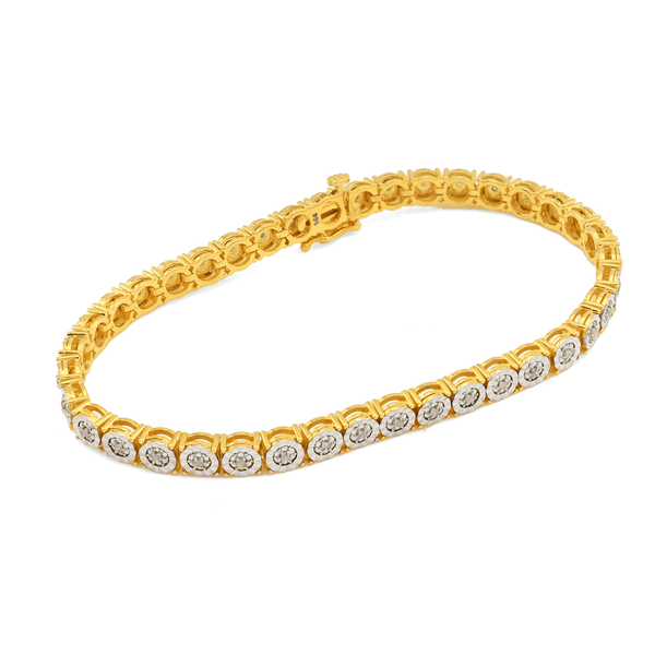 4.5MM Sterling Silver Gold Plated 0.6CTW Natural Diamond 7In Tennis Bracelet 10g - Elite Jewelers - Bracelets