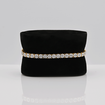 4.5MM Sterling Silver Gold Plated 0.6CTW Natural Diamond 7In Tennis Bracelet 10g - Elite Jewelers - Bracelets