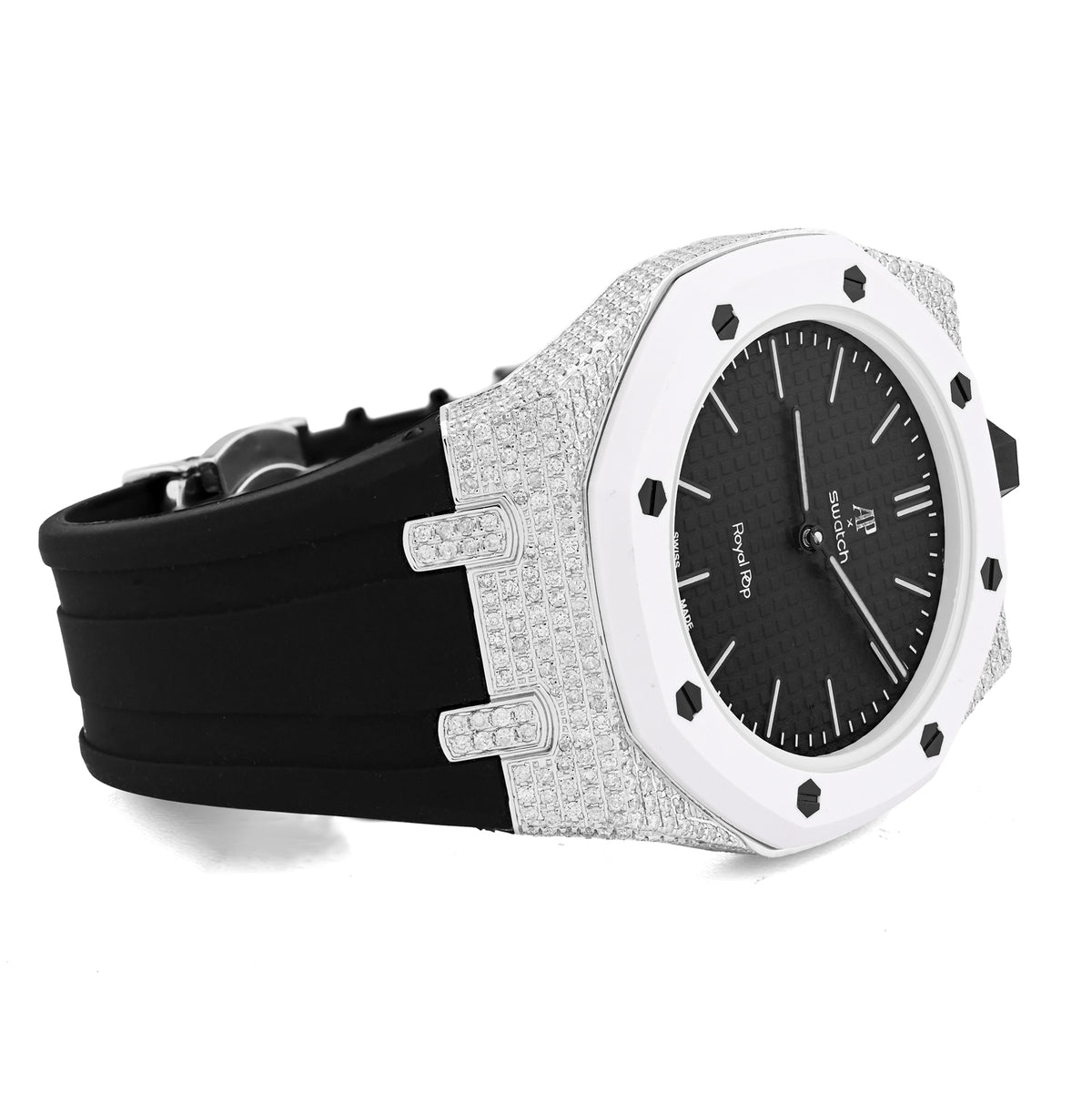 AP x Swatch Royal Pop Natural Diamond Band Black/White Watch Ocho Negro