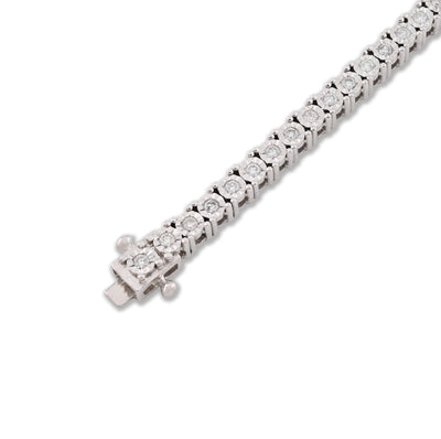 4MM 10k White Gold 15.8g 1.26CTW Natural Diamond Illusion Tennis Bracelet 8 Inch - Elite Jewelers - Bracelets