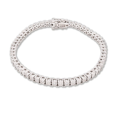 4MM 10k White Gold 15.8g 1.26CTW Natural Diamond Illusion Tennis Bracelet 8 Inch - Elite Jewelers - Bracelets