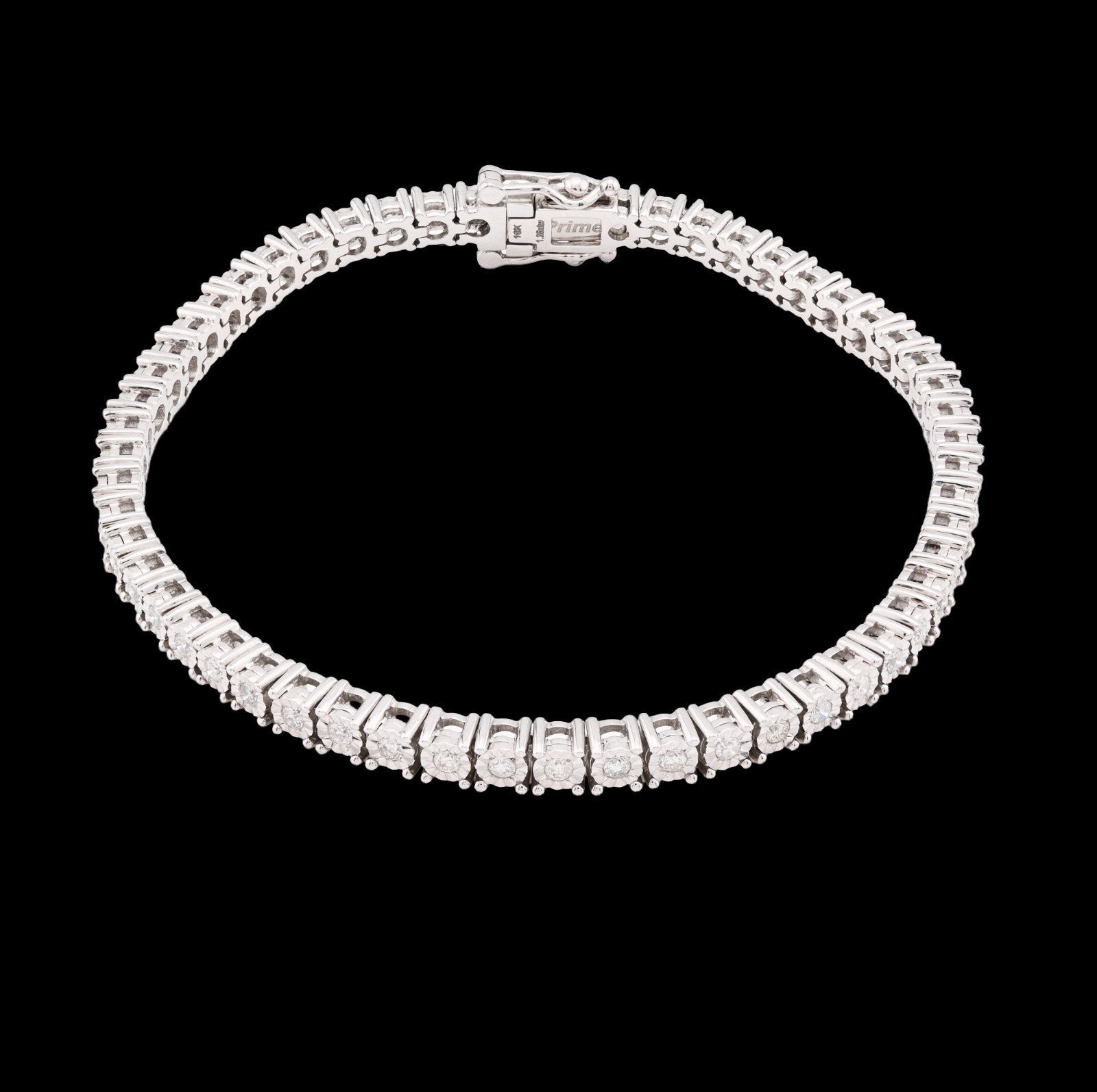 4MM 10k White Gold 15.8g 1.26CTW Natural Diamond Illusion Tennis Bracelet 8 Inch - Elite Jewelers - Bracelets