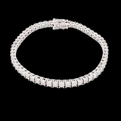 4MM 10k White Gold 15.8g 1.26CTW Natural Diamond Illusion Tennis Bracelet 8 Inch - Elite Jewelers - Bracelets