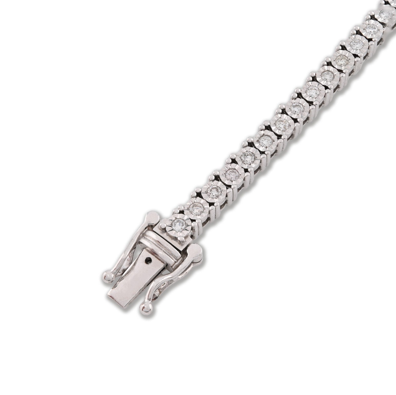 4MM 10k White Gold 15.8g 1.26CTW Natural Diamond Illusion Tennis Bracelet 8 Inch - Elite Jewelers - Bracelets