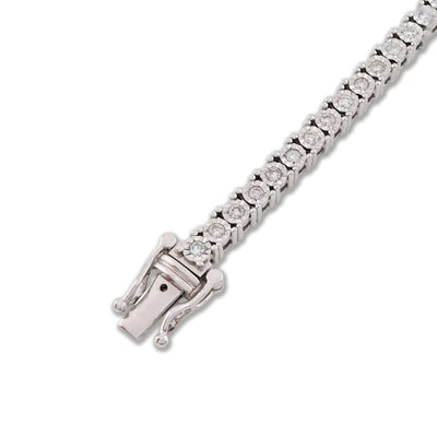 4MM 10k White Gold 15.8g 1.26CTW Natural Diamond Illusion Tennis Bracelet 8 Inch - Elite Jewelers - Bracelets