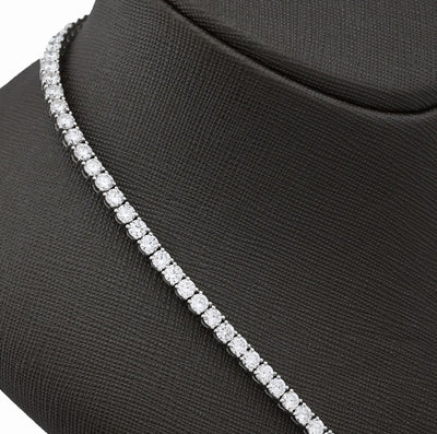 4MM 10k White Gold 29.32CTW Lab Diamond Tennis Chain 31.5gms 22 Inches Necklace - Elite Jewelers - Necklaces