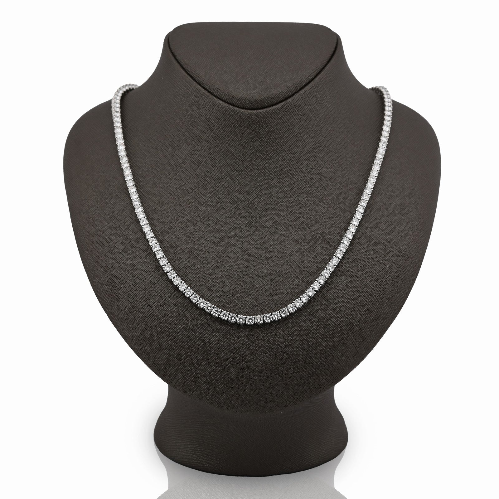 4MM 10k White Gold 29.32CTW Lab Diamond Tennis Chain 31.5gms 22 Inches Necklace - Elite Jewelers - Necklaces
