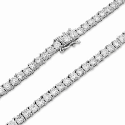 4MM 10k White Gold 29.32CTW Lab Diamond Tennis Chain 31.5gms 22 Inches Necklace - Elite Jewelers - Necklaces