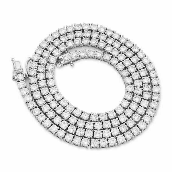 4MM 10k White Gold 29.32CTW Lab Diamond Tennis Chain 31.5gms 22 Inches Necklace - Elite Jewelers - Necklaces