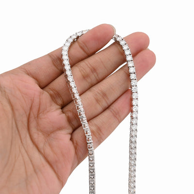 4MM 10k White Gold 29.32CTW Lab Diamond Tennis Chain 31.5gms 22 Inches Necklace - Elite Jewelers - Necklaces