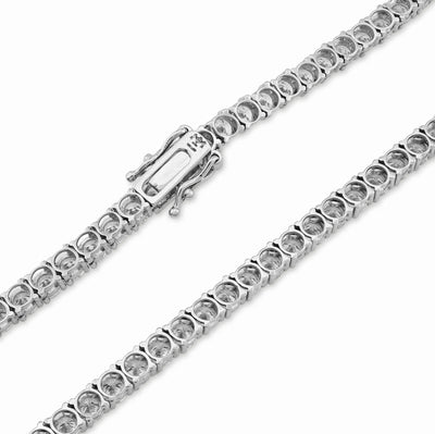4MM 10k White Gold 29.32CTW Lab Diamond Tennis Chain 31.5gms 22 Inches Necklace - Elite Jewelers - Necklaces