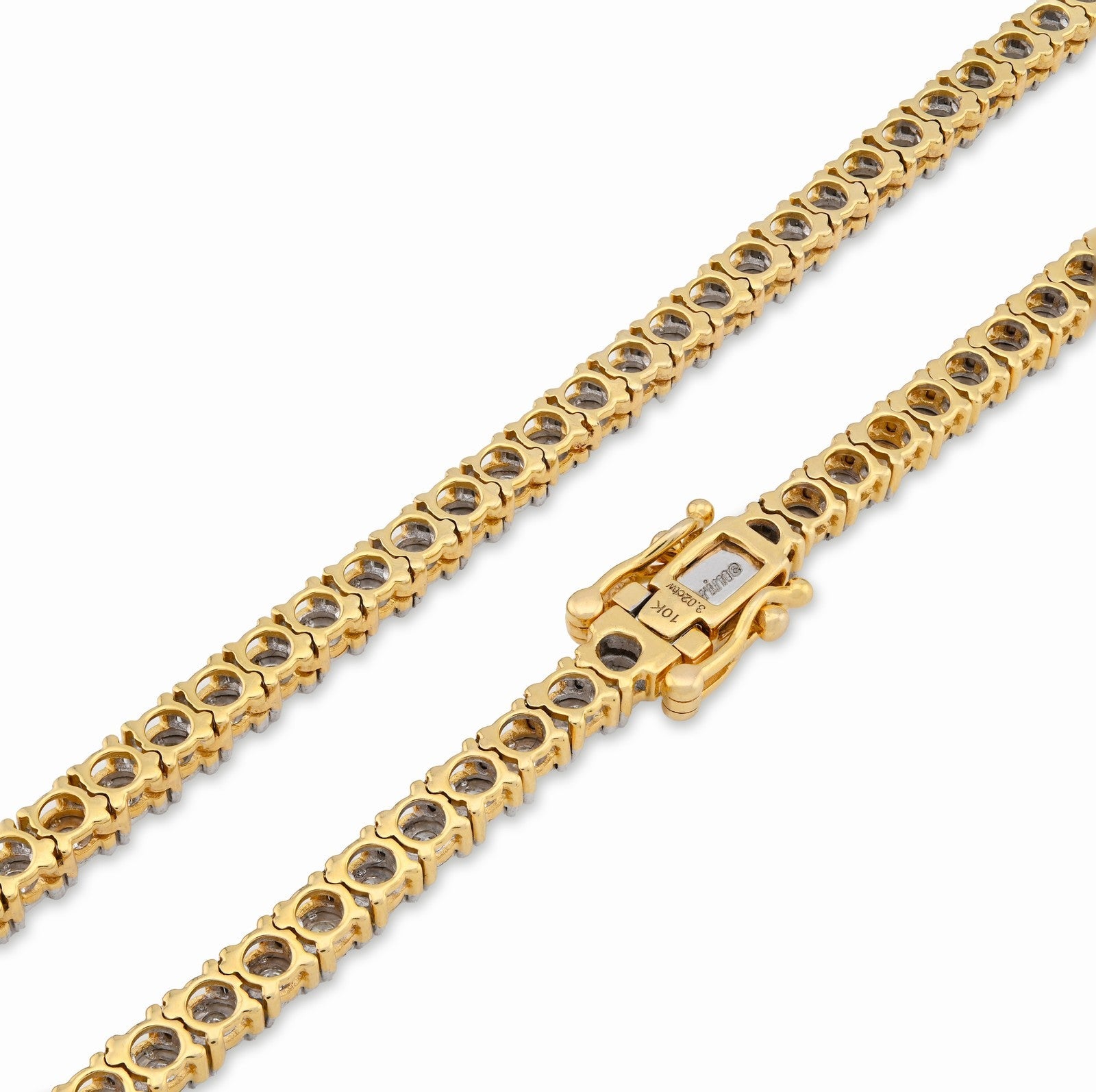 4MM 10k Yellow Gold 3.02CTW Natural Diamond Tennis Chain 33.9gm 20 Inch Necklace - Elite Jewelers - Necklaces