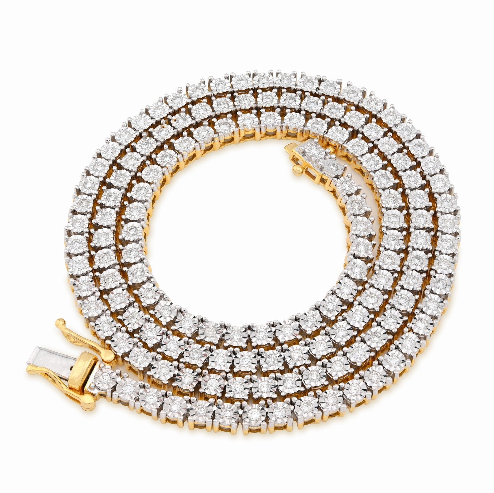 4MM 10k Yellow Gold 3.02CTW Natural Diamond Tennis Chain 33.9gm 20 Inch Necklace - Elite Jewelers - Necklaces