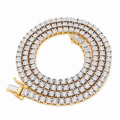 4MM 10k Yellow Gold 3.02CTW Natural Diamond Tennis Chain 33.9gm 20 Inch Necklace - Elite Jewelers - Necklaces