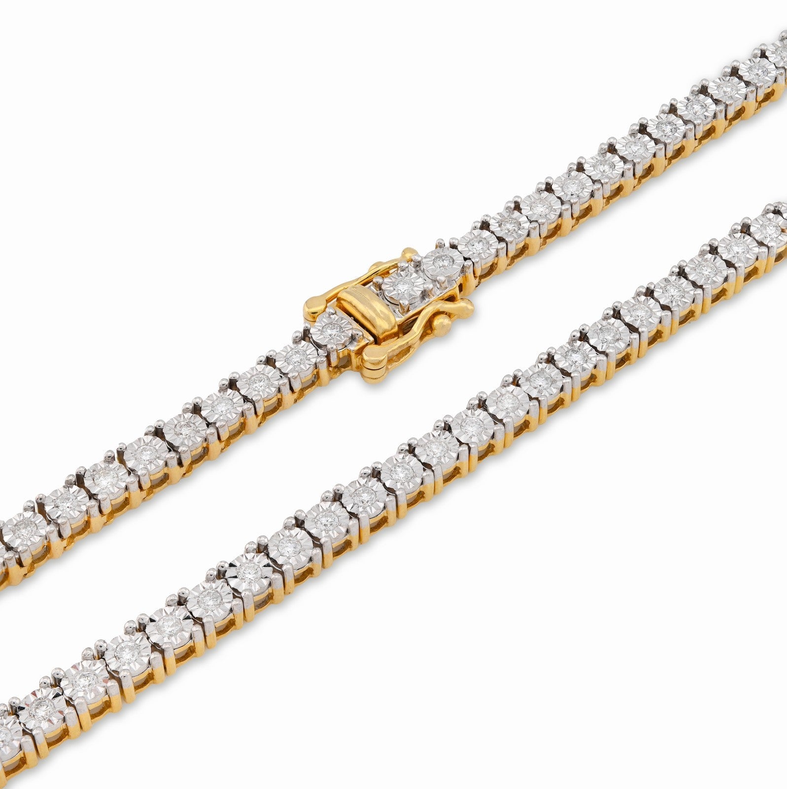 4MM 10k Yellow Gold 3.02CTW Natural Diamond Tennis Chain 33.9gm 20 Inch Necklace - Elite Jewelers - Necklaces