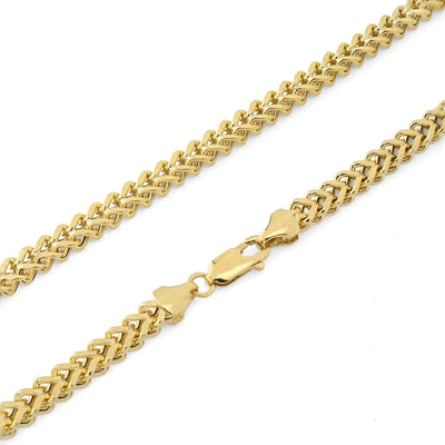 4MM Franco Chain Real 1/10th 10k Yellow Gold Bonded 925 Silver 18 Inch Neckalce - Elite Jewelers - Necklaces & Chains