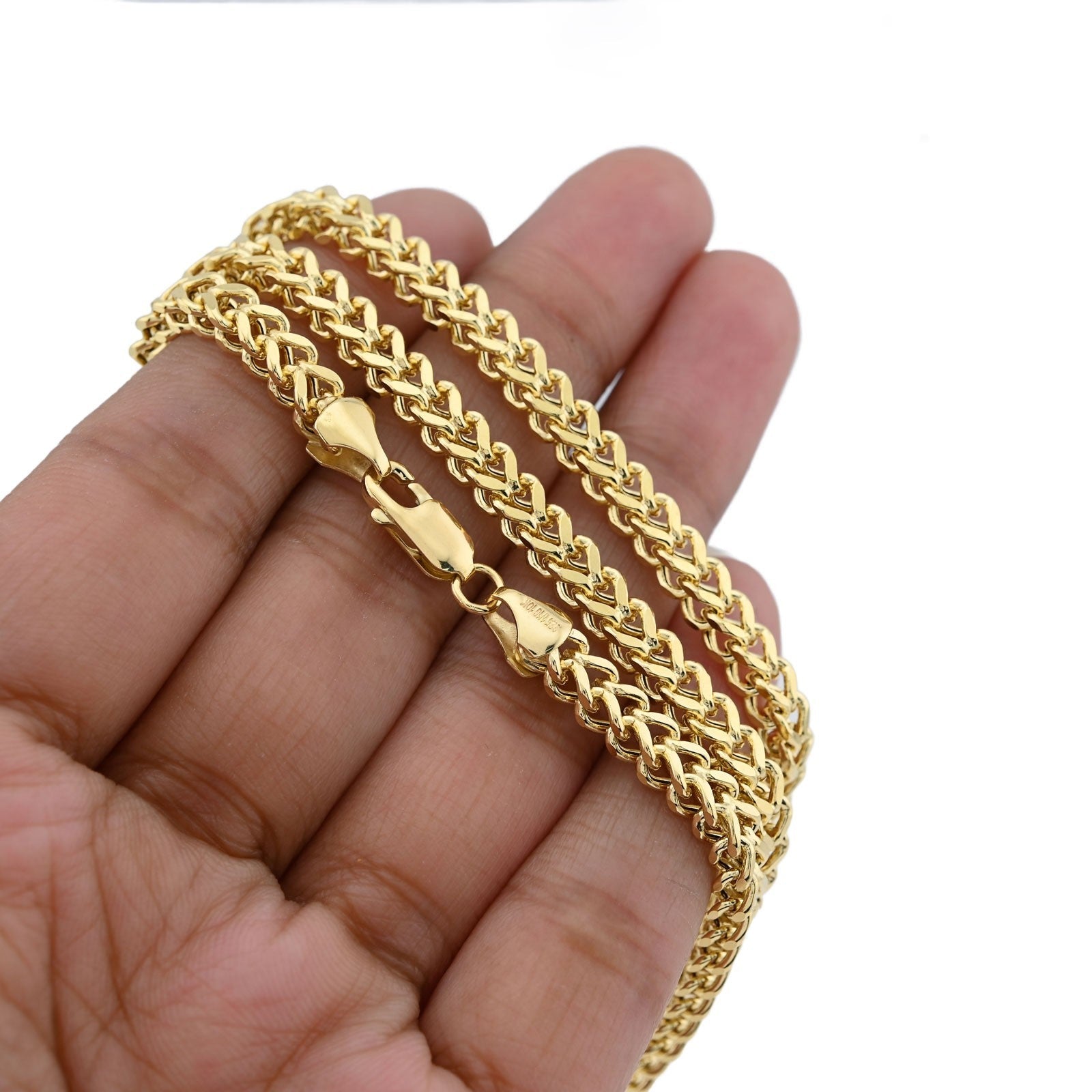 4MM Mens Franco Chain 14.3gms Necklace 1/10th 10k Gold Bonded 925 Silver 22 Inch - Elite Jewelers - Necklaces & Chains