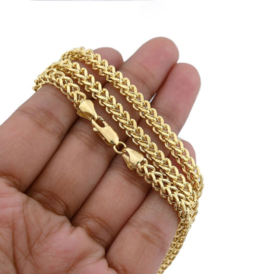 4MM Mens Franco Chain 14.3gms Necklace 1/10th 10k Gold Bonded 925 Silver 22 Inch - Elite Jewelers - Necklaces & Chains
