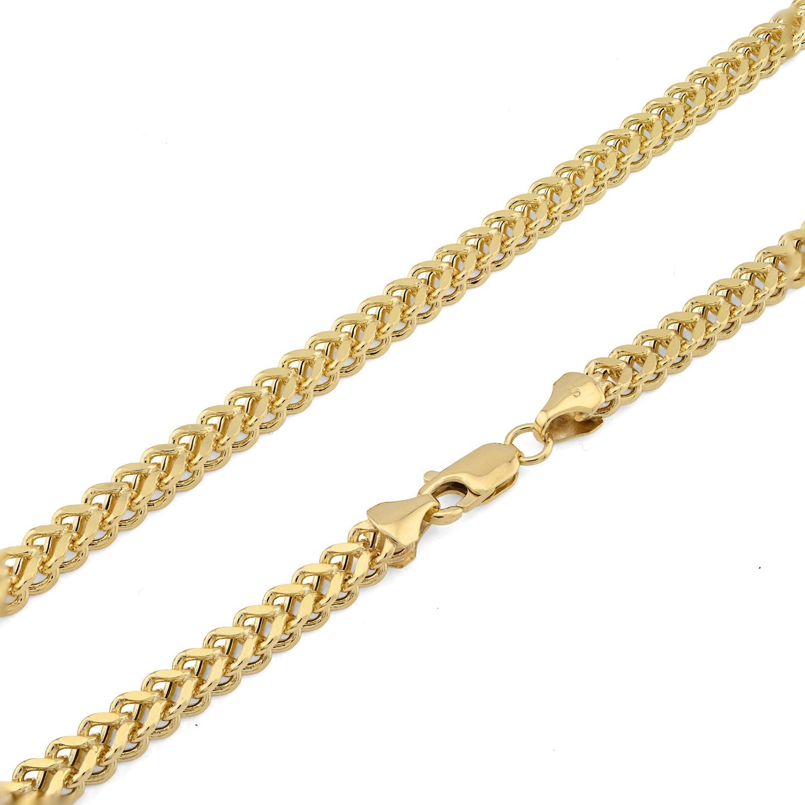 4MM Mens Franco Chain 14.3gms Necklace 1/10th 10k Gold Bonded 925 Silver 22 Inch - Elite Jewelers - Necklaces & Chains