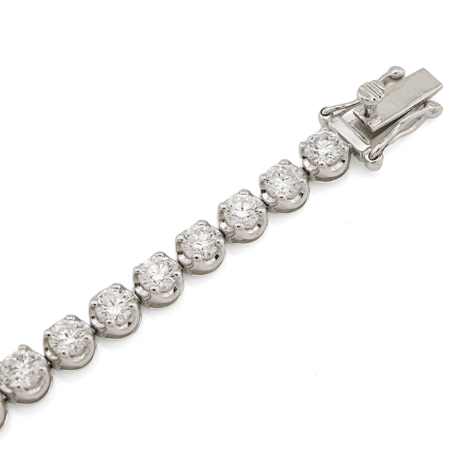 4MM Pure 10k White Gold 5.8gms 5 CTW Lab Grown Diamond 7 Inch Tennis Bracelet - Elite Jewelers - Bracelets
