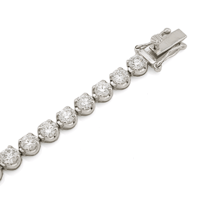 4MM Pure 10k White Gold 5.8gms 5 CTW Lab Grown Diamond 7 Inch Tennis Bracelet - Elite Jewelers - Bracelets
