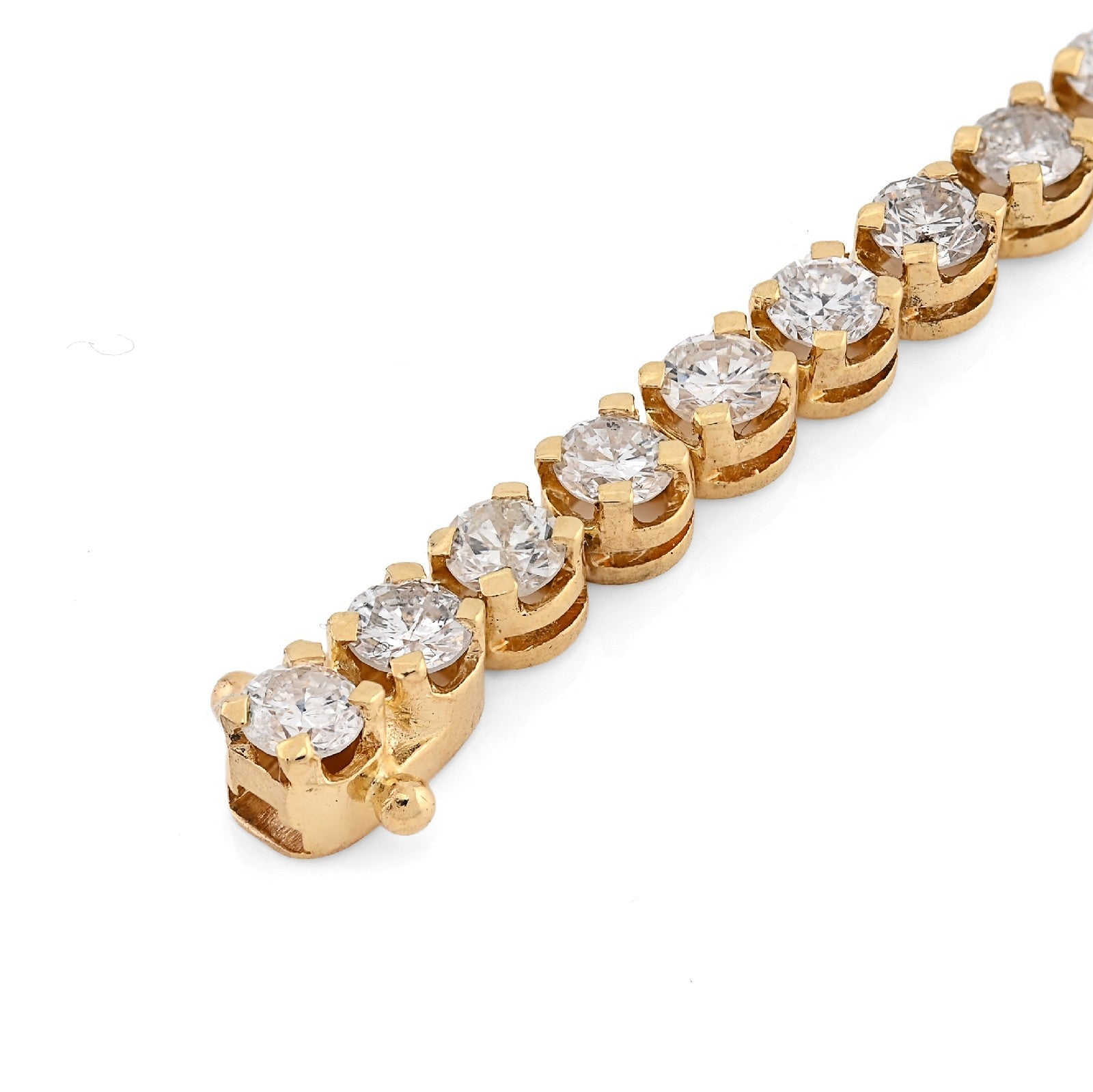 4MM Pure 14k Yellow Gold 10.4gms 6.1CTW Natural Diamond Tennis Bracelet 7 Inches - Elite Jewelers - Bracelets