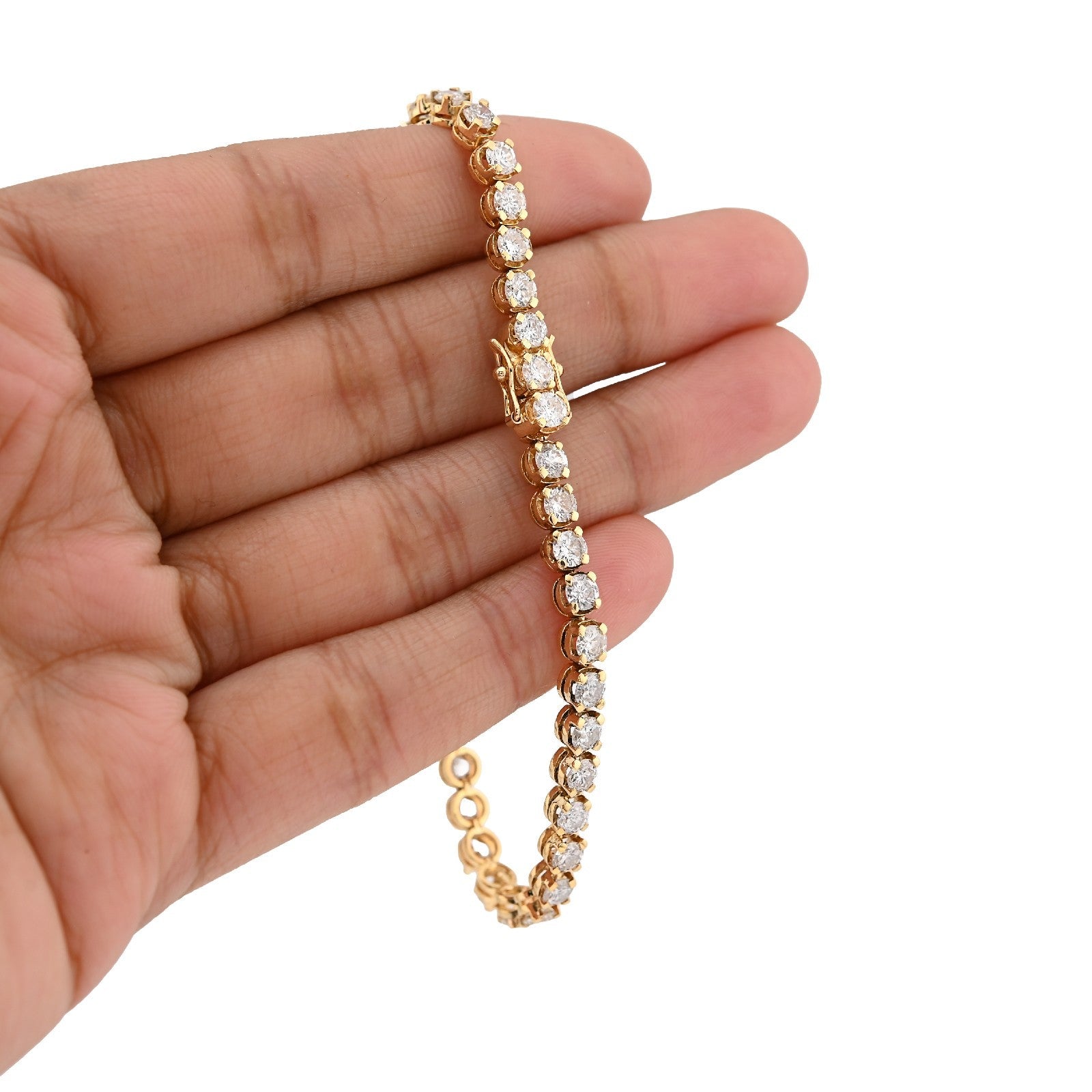 4MM Pure 14k Yellow Gold 10.4gms 6.1CTW Natural Diamond Tennis Bracelet 7 Inches - Elite Jewelers - Bracelets