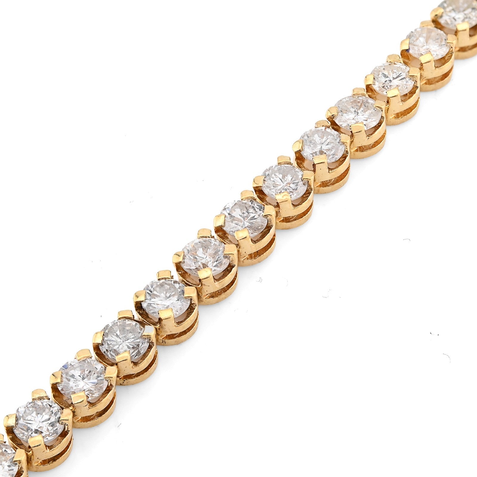 4MM Pure 14k Yellow Gold 10.4gms 6.1CTW Natural Diamond Tennis Bracelet 7 Inches - Elite Jewelers - Bracelets