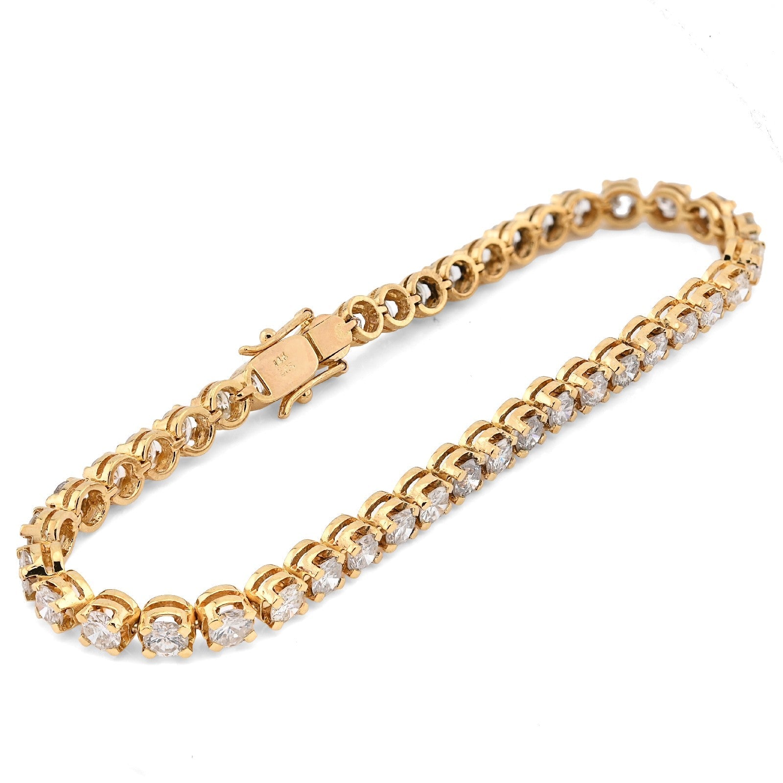 4MM Pure 14k Yellow Gold 10.4gms 6.1CTW Natural Diamond Tennis Bracelet 7 Inches - Elite Jewelers - Bracelets