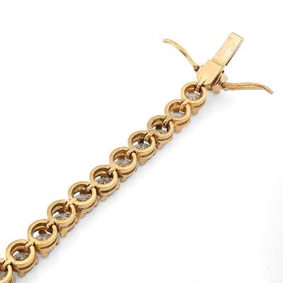 4MM Pure 14k Yellow Gold 10.4gms 6.1CTW Natural Diamond Tennis Bracelet 7 Inches - Elite Jewelers - Bracelets