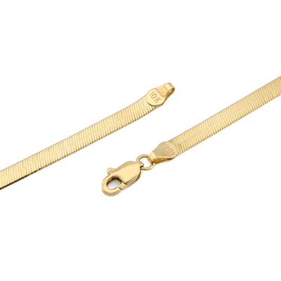 4MM Unisex 10k Yellow Gold 8.8 grams Flat Heringbone Chain Necklace 22 Inches - Elite Jewelers - Necklaces & Chains