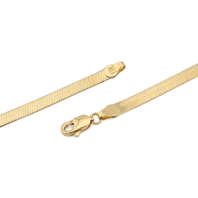 4MM Unisex 10k Yellow Gold 8.8 grams Flat Heringbone Chain Necklace 22 Inches - Elite Jewelers - Necklaces & Chains